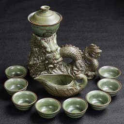 image-Kiln Stone Mill Lazy Anti-scalding Semi-gilt Silver Tea Set