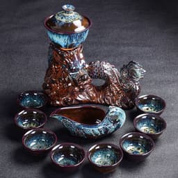 image-Kiln Stone Mill Lazy Anti-scalding Semi-gilt Silver Tea Set