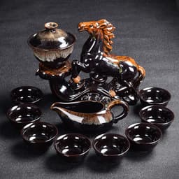 image-Kiln Stone Mill Lazy Anti-scalding Semi-gilt Silver Tea Set