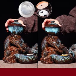 image-Kiln Stone Mill Lazy Anti-scalding Semi-gilt Silver Tea Set