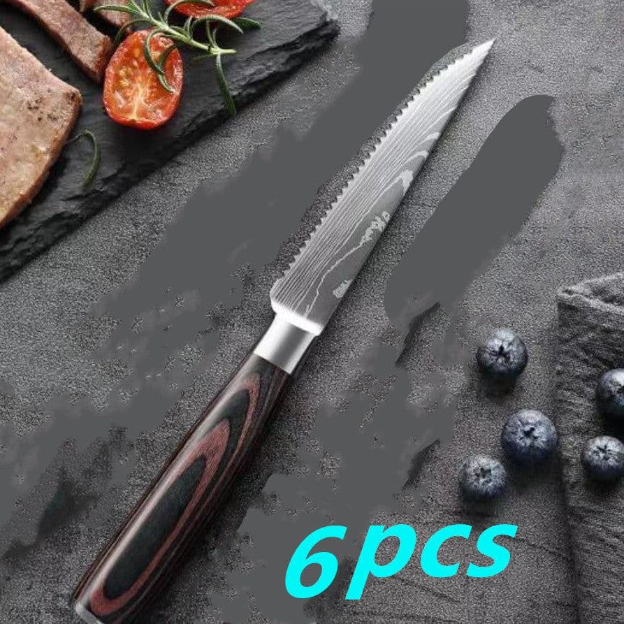 image-Color Wooden Handle Steak Knife Stainless Steel Western Kitchen Knives Kitchen Fruit Knife