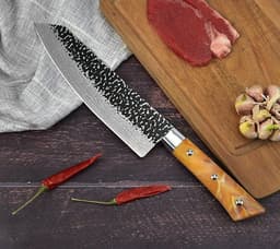 image-Stainless Chef's Knife Marbled Handle Diagonal Kitchen Knife Meat Slicing Knife Household Kitchen Knives