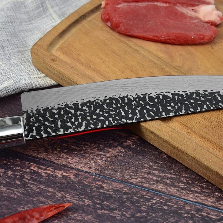 image-Stainless Chef's Knife Marbled Handle Diagonal Kitchen Knife Meat Slicing Knife Household Kitchen Knives