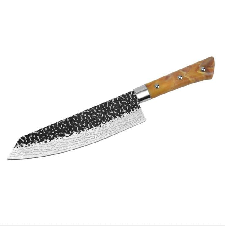 image-Stainless Chef's Knife Marbled Handle Diagonal Kitchen Knife Meat Slicing Knife Household Kitchen Knives