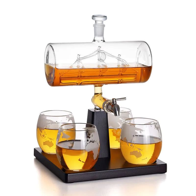 image-Glass Sailing Wine Bottle Borosilicate Glass Wine Container