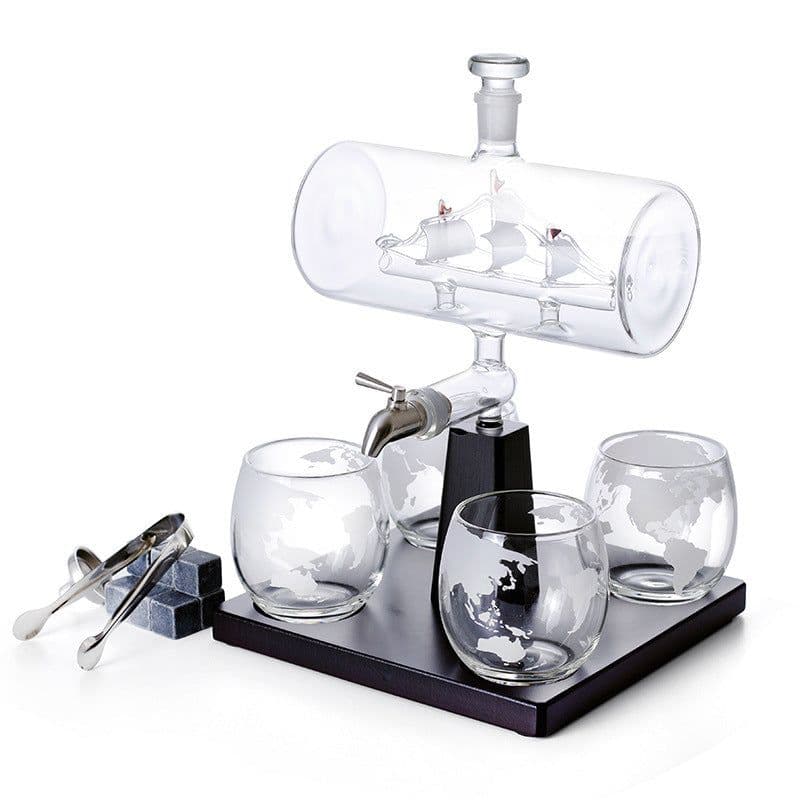 image-Glass Sailing Wine Bottle Borosilicate Glass Wine Container