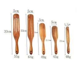 image-Acacia Teak Spatula Cooking kitchen Utensil Set Wooden Spurtles