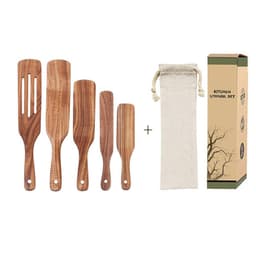 image-Acacia Teak Spatula Cooking kitchen Utensil Set Wooden Spurtles