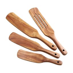 image-Acacia Teak Spatula Cooking kitchen Utensil Set Wooden Spurtles