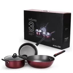 image-Factory Direct Sale Cookware Set Hao Li Three-Piece Cookware Non-Stick Pan Wok Soup Pot Frying Pan Gift Set Wholesale