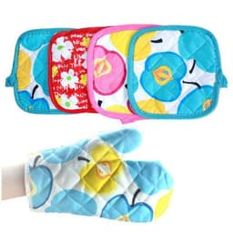 image-Two-Piece Cotton Heat Insulation Gloves Thickened Microwave Oven Heat Insulation Pad, Anti-Scald Gloves Are Not Hot