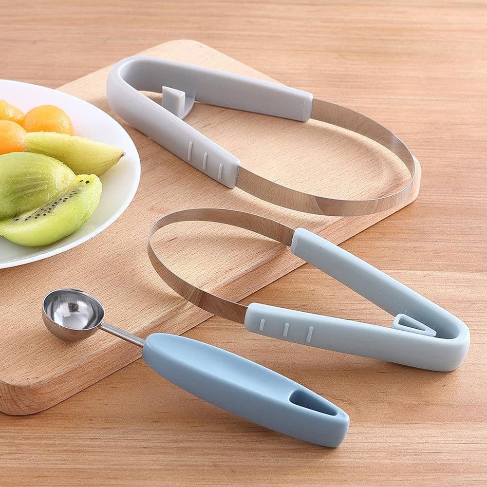 image-3 in 1 Fruit Carving Cutter Ball Digger DIY Kiwi Knife Watermelon Fruit Scoop Ice Cream Spoon Pastry Decor Tool
