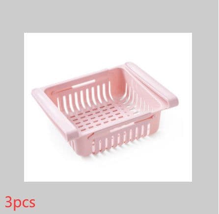 image-Refrigerator Telescopic Storage Basket Refrigerator Drawer Storage Rack Freshness Preservation Box Freezing Box Storage Rack