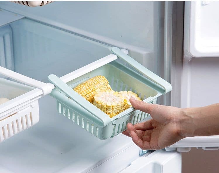 image-Refrigerator Telescopic Storage Basket Refrigerator Drawer Storage Rack Freshness Preservation Box Freezing Box Storage Rack