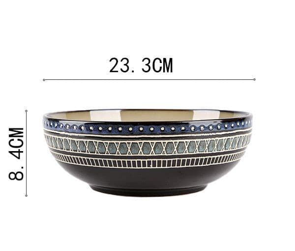 image-European Ceramic Tableware Set Relief Steak Plate Salad Bowl Rice Bowl Western Restaurant Fish Plate Cup