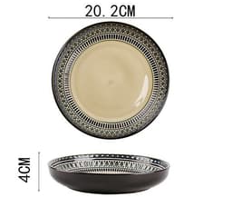 image-European Ceramic Tableware Set Relief Steak Plate Salad Bowl Rice Bowl Western Restaurant Fish Plate Cup