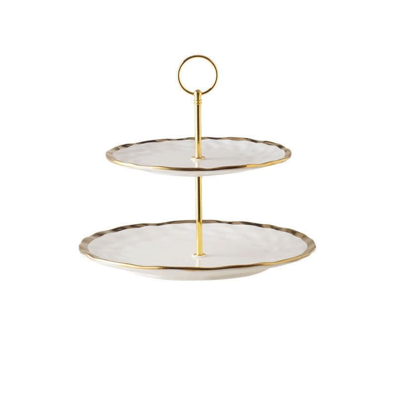 image-Nordic Minimalist Home Phnom Penh Creative Ceramic Skewer Double-Layer Fruit Plate
