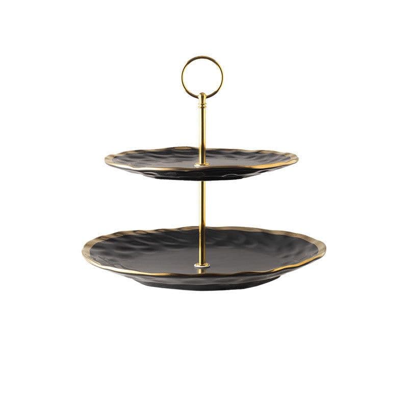 image-Nordic Minimalist Home Phnom Penh Creative Ceramic Skewer Double-Layer Fruit Plate