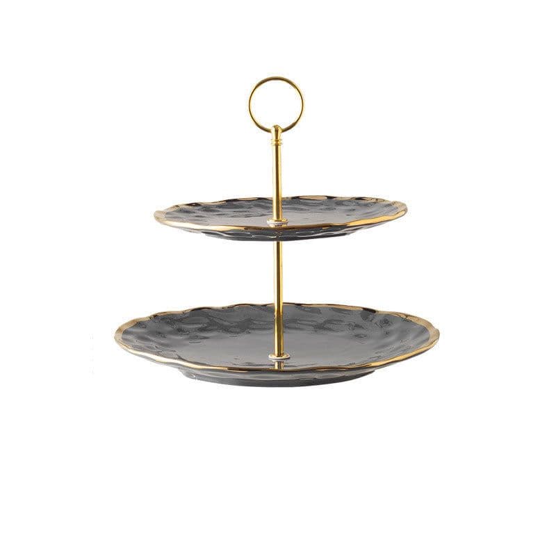 image-Nordic Minimalist Home Phnom Penh Creative Ceramic Skewer Double-Layer Fruit Plate