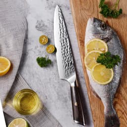 image-Chef'S Knife 8 Inch Household Color Wooden Handle Forged Hammered Stainless Steel Slicing Knife Kitchen Knives