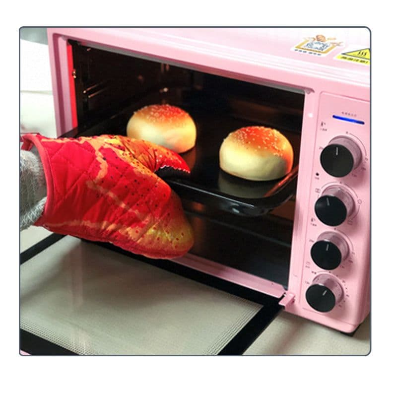 image-Cotton Oven Gloves, Microwave Oven Anti-scald Baking Heat-insulating Gloves