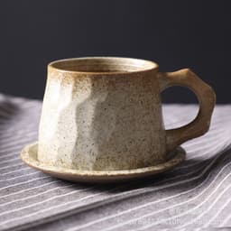 image-Japanese Retro Ceramic Coffee Cup And Saucer Set Creative Souvenir Cup Afternoon Tea Mug Stoneware Coffee Cup