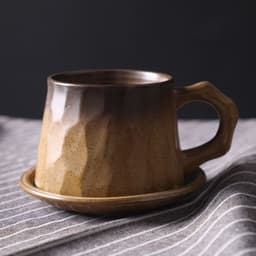 image-Japanese Retro Ceramic Coffee Cup And Saucer Set Creative Souvenir Cup Afternoon Tea Mug Stoneware Coffee Cup
