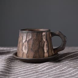 image-Japanese Retro Ceramic Coffee Cup And Saucer Set Creative Souvenir Cup Afternoon Tea Mug Stoneware Coffee Cup