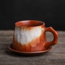 image-Japanese Retro Ceramic Coffee Cup And Saucer Set Creative Souvenir Cup Afternoon Tea Mug Stoneware Coffee Cup