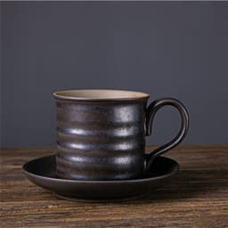 image-Japanese Retro Ceramic Coffee Cup And Saucer Set Creative Souvenir Cup Afternoon Tea Mug Stoneware Coffee Cup