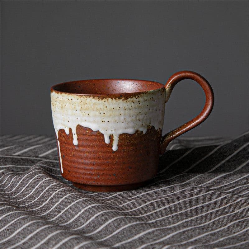 image-Japanese Retro Ceramic Coffee Cup And Saucer Set Creative Souvenir Cup Afternoon Tea Mug Stoneware Coffee Cup