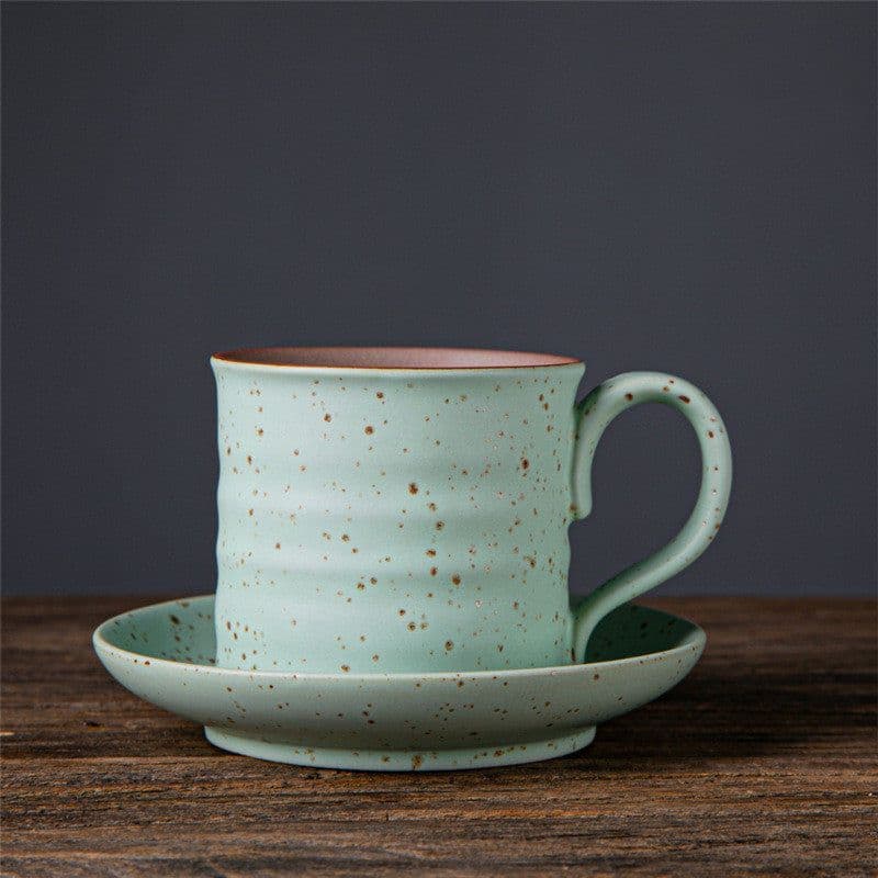 image-Japanese Retro Ceramic Coffee Cup And Saucer Set Creative Souvenir Cup Afternoon Tea Mug Stoneware Coffee Cup