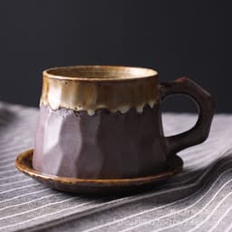 image-Japanese Retro Ceramic Coffee Cup And Saucer Set Creative Souvenir Cup Afternoon Tea Mug Stoneware Coffee Cup