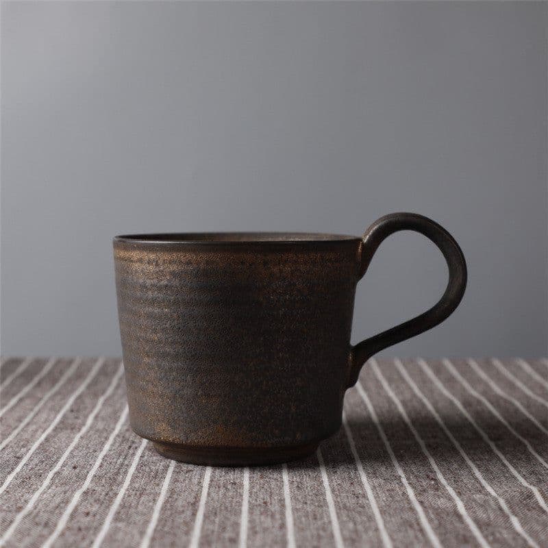 image-Japanese Retro Ceramic Coffee Cup And Saucer Set Creative Souvenir Cup Afternoon Tea Mug Stoneware Coffee Cup