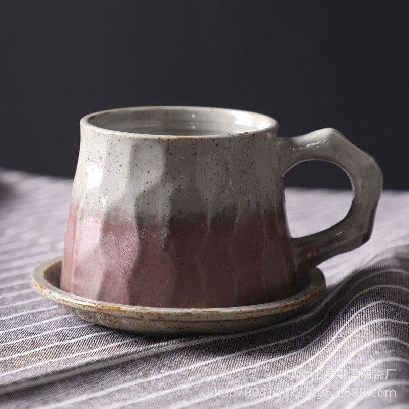 image-Japanese Retro Ceramic Coffee Cup And Saucer Set Creative Souvenir Cup Afternoon Tea Mug Stoneware Coffee Cup