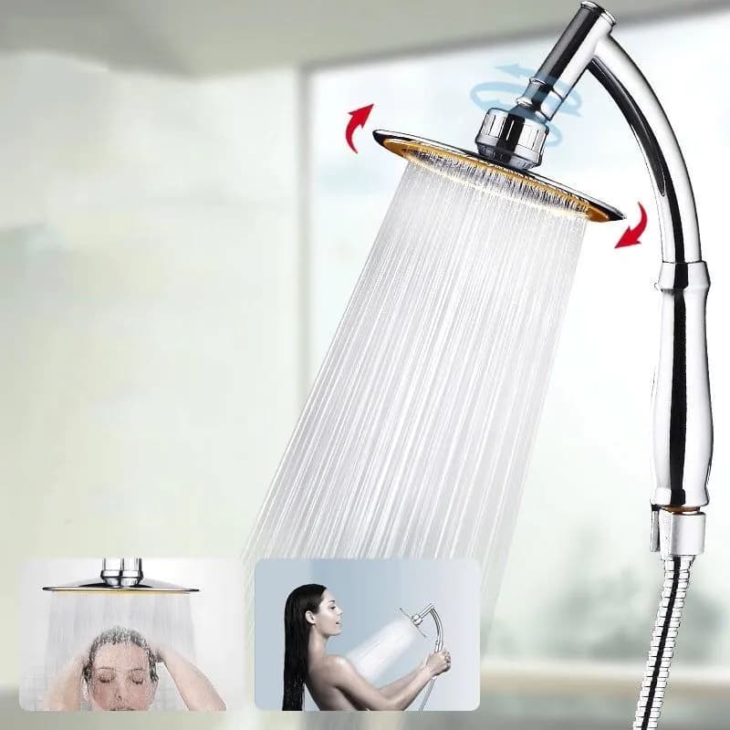 image-Shower Head 6inch Pressurized Hand-held Overhead Universal Shower Head Shower Set