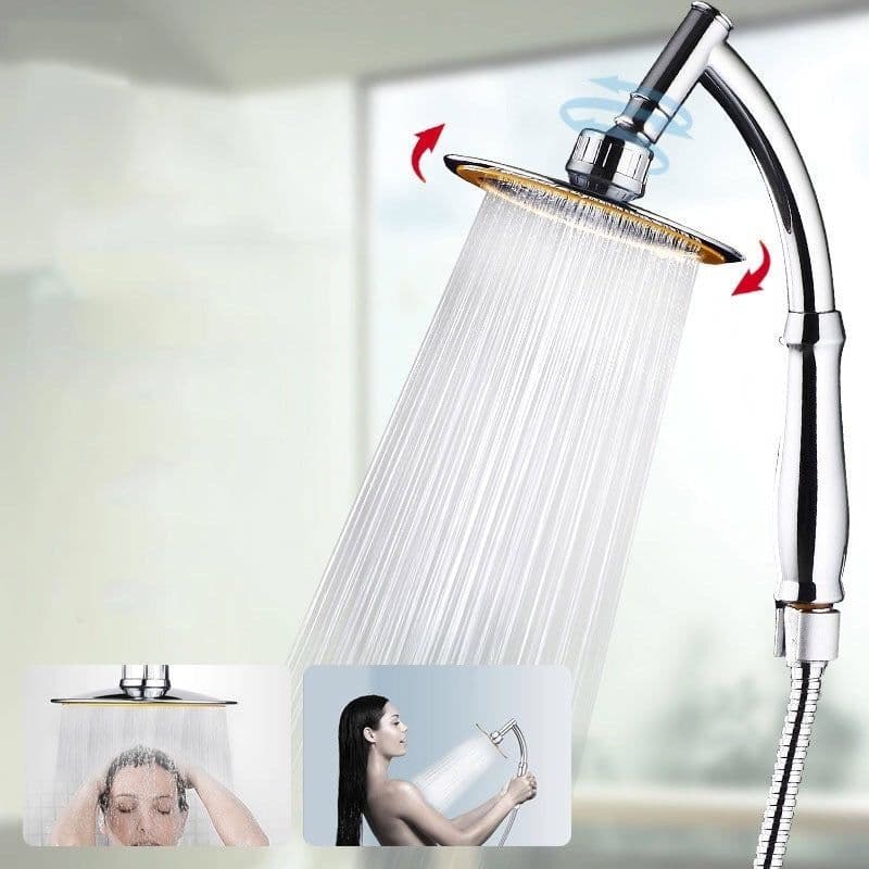 image-Shower Head 6inch Pressurized Hand-held Overhead Universal Shower Head Shower Set