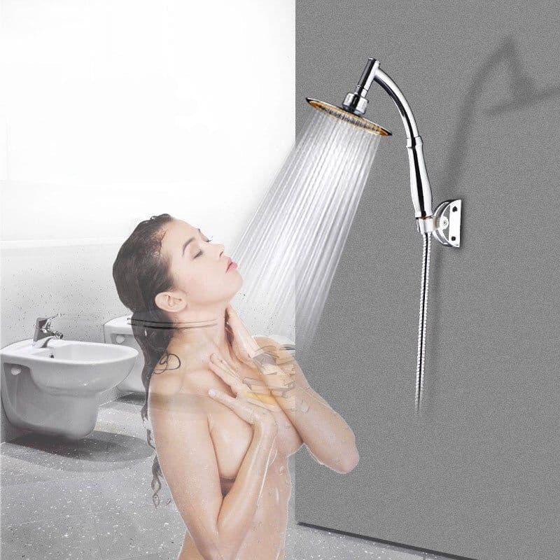 image-Shower Head 6inch Pressurized Hand-held Overhead Universal Shower Head Shower Set