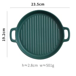image-Binaural Baking Tray Pizza Tray Round Dish Plate Dish Creative Oven Ceramic Net Celebrity Tableware Microwave Flat Plate