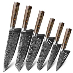 image-Mascus Knife Set, Laser Grain Stainless Steel Kitchen Knife, 6-piece Set