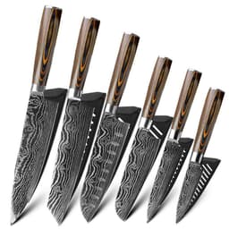 image-Mascus Knife Set, Laser Grain Stainless Steel Kitchen Knife, 6-piece Set