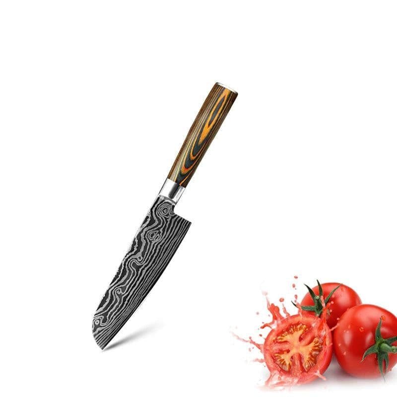 image-Mascus Knife Set, Laser Grain Stainless Steel Kitchen Knife, 6-piece Set