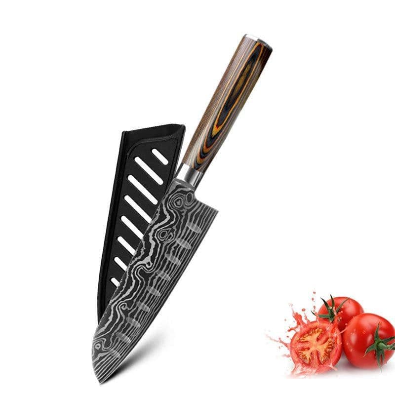 image-Mascus Knife Set, Laser Grain Stainless Steel Kitchen Knife, 6-piece Set