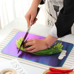 image-Stainless Steel Cutting Board New Cross-border Color Titanium-plated Cutting Board