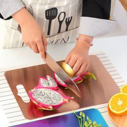 image-Stainless Steel Cutting Board New Cross-border Color Titanium-plated Cutting Board