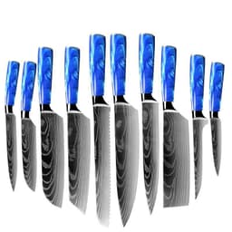 image-Household Chef Knife Knife Set With Light Blue Resin Handle