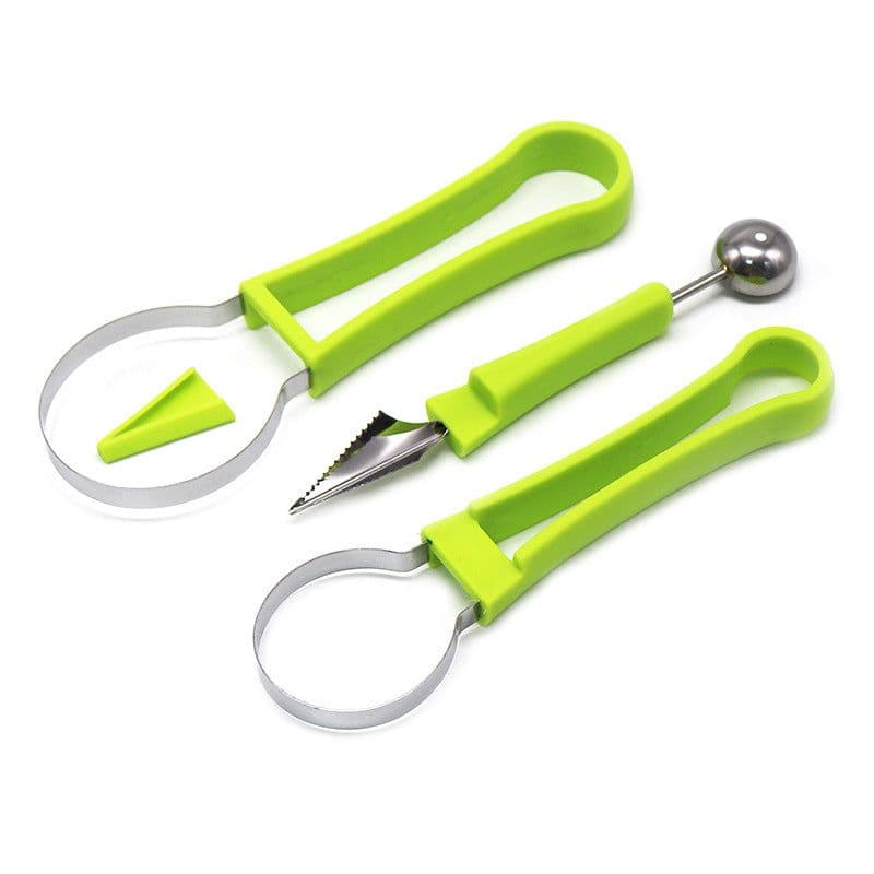 image-Three-in-one Stainless Steel Multi-purpose Fruit Ball Excavator Spoon Portable Digging Kitchen Tool Summer Party