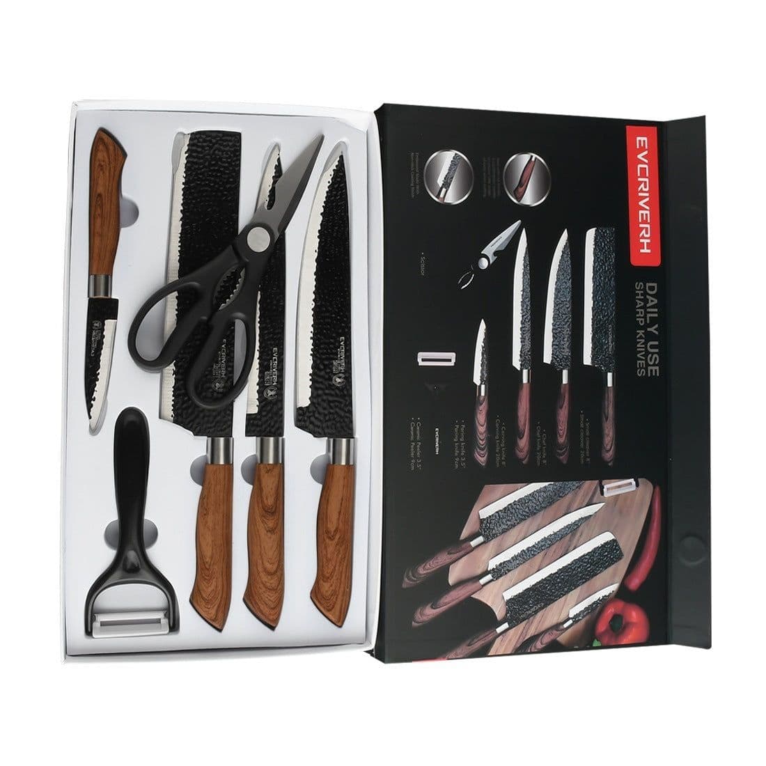 image-Stainless Steel Black Blade Gift Set Knife Kitchen Knives