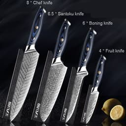 image-Damascus Knife Set Kitchen Knife Meat Slicing Knife