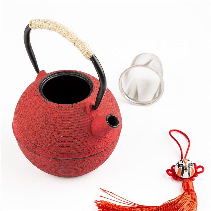 image-Red And Yellow Iron Kettle 680ml 0.7 Liter Iron Kettle Restaurant Hotel Fashion Tea Set